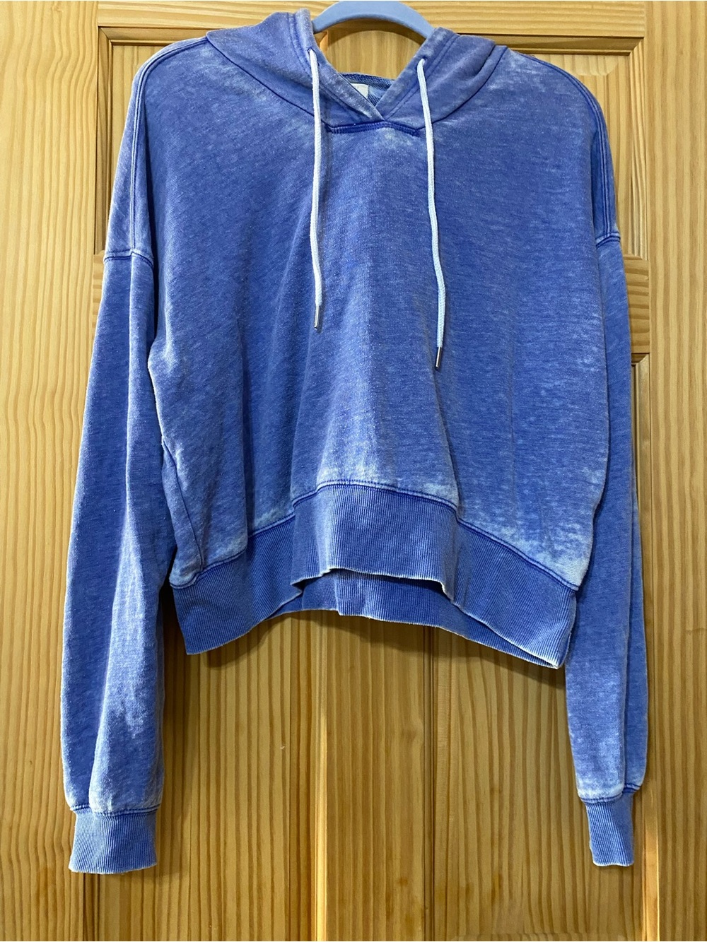 Ultra Flirt Washed Blue Cropped Hoodie